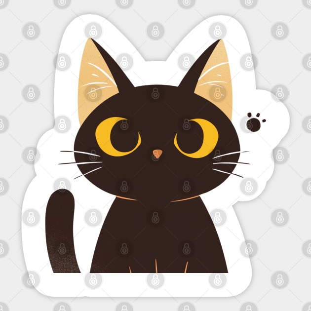 Cute cartoon black cat headshot Sticker by Eine Creations